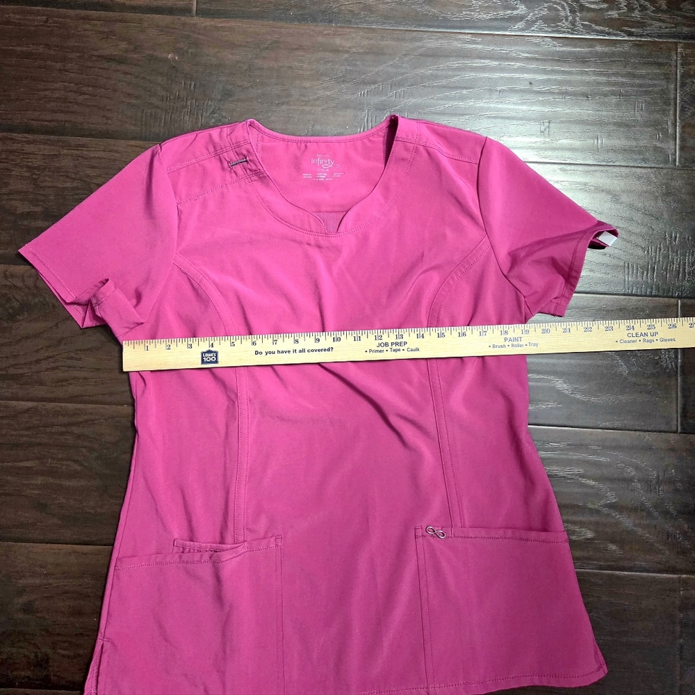 Cherokee Infinity Women's Medical Scrub Top in Bright Pink/Magenta - Picture 8 of 12